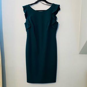 Calvin Klein Ruffle Shoulder Sheath Professional Dress